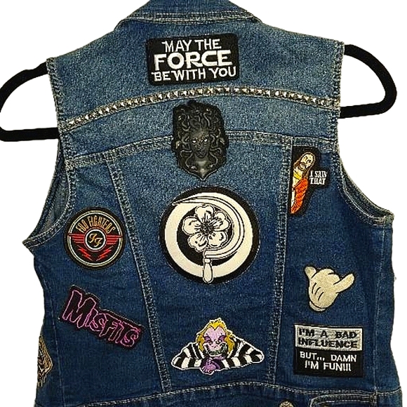 Rebel Ready: A Punk Patched Vest for the Bold at Heart, Size S - Picture 2 of 2